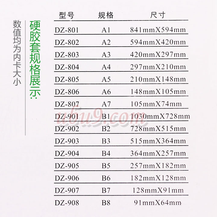 鼎诚硬胶套文件套-(5) 使用内卡规格展示