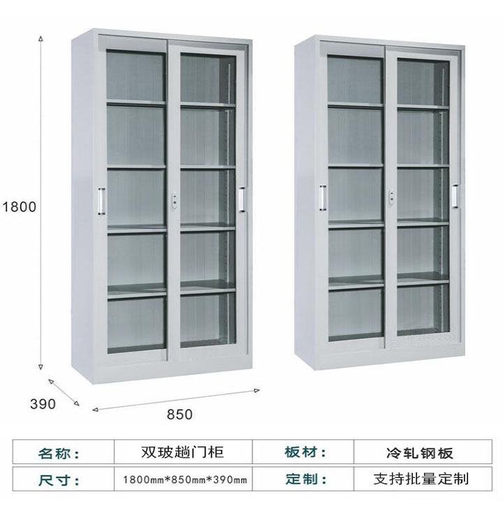 双趟门全玻铁皮文件柜 (13)
